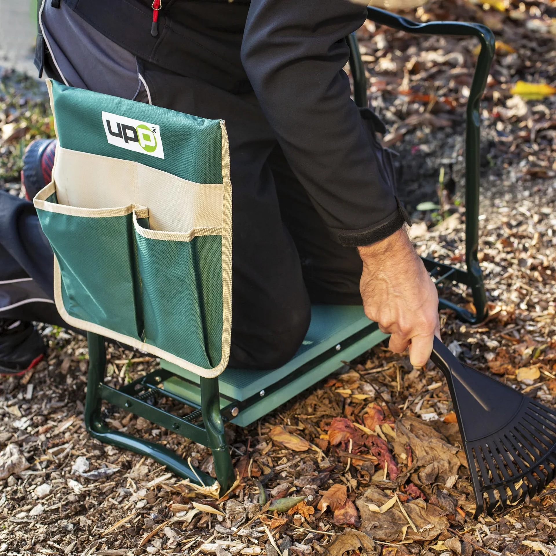 2 in 1 Sitz- und Kniebank - belastbar bis 150 kg - inklusive praktischer Werkzeugtasche - 8