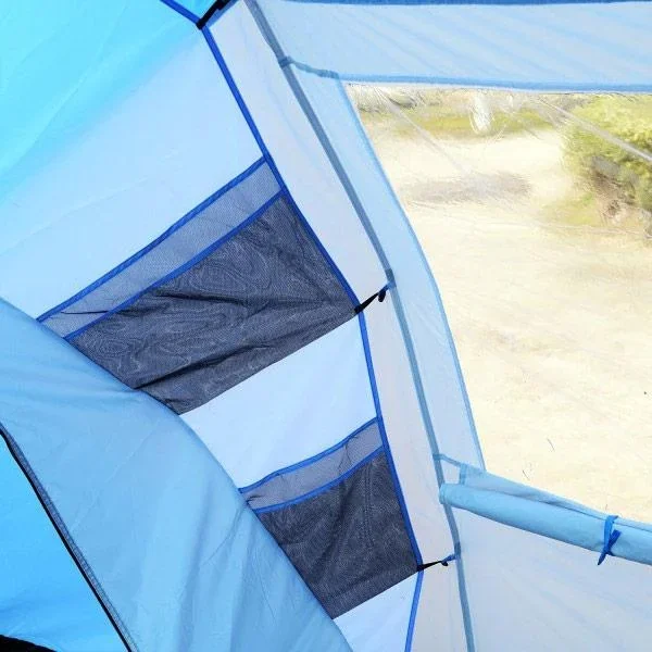 Campingzelt Familienzelt mit 2 Schlafkabinen Blau L460 x B230 x H195cm - 0