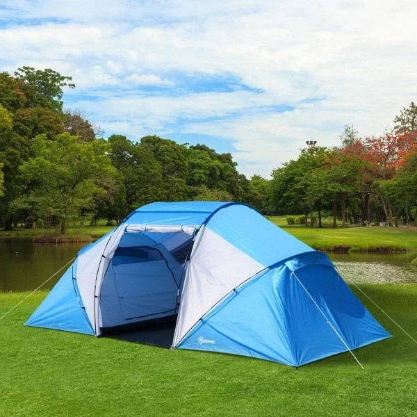 Campingzelt Familienzelt mit 2 Schlafkabinen Blau L460 x B230 x H195cm - 6