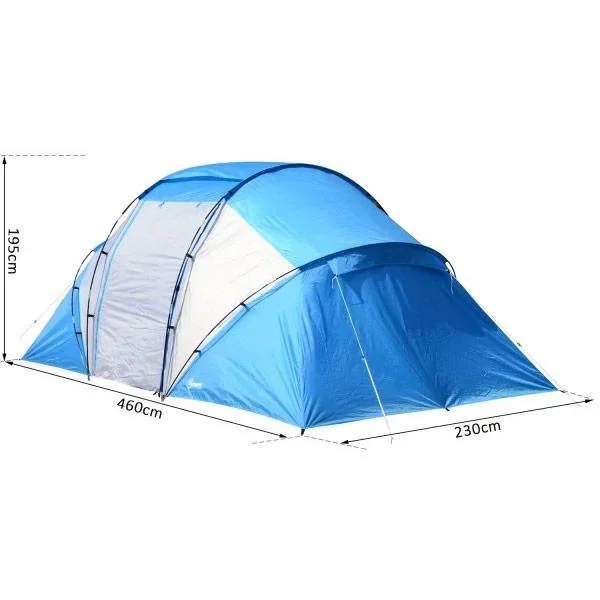 Campingzelt Familienzelt mit 2 Schlafkabinen Blau L460 x B230 x H195cm - 7