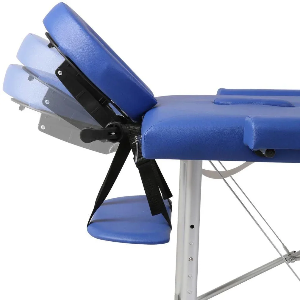 Klappbarer Massagetisch mit 2 Zonen Aluminiumrahmen blau - 0