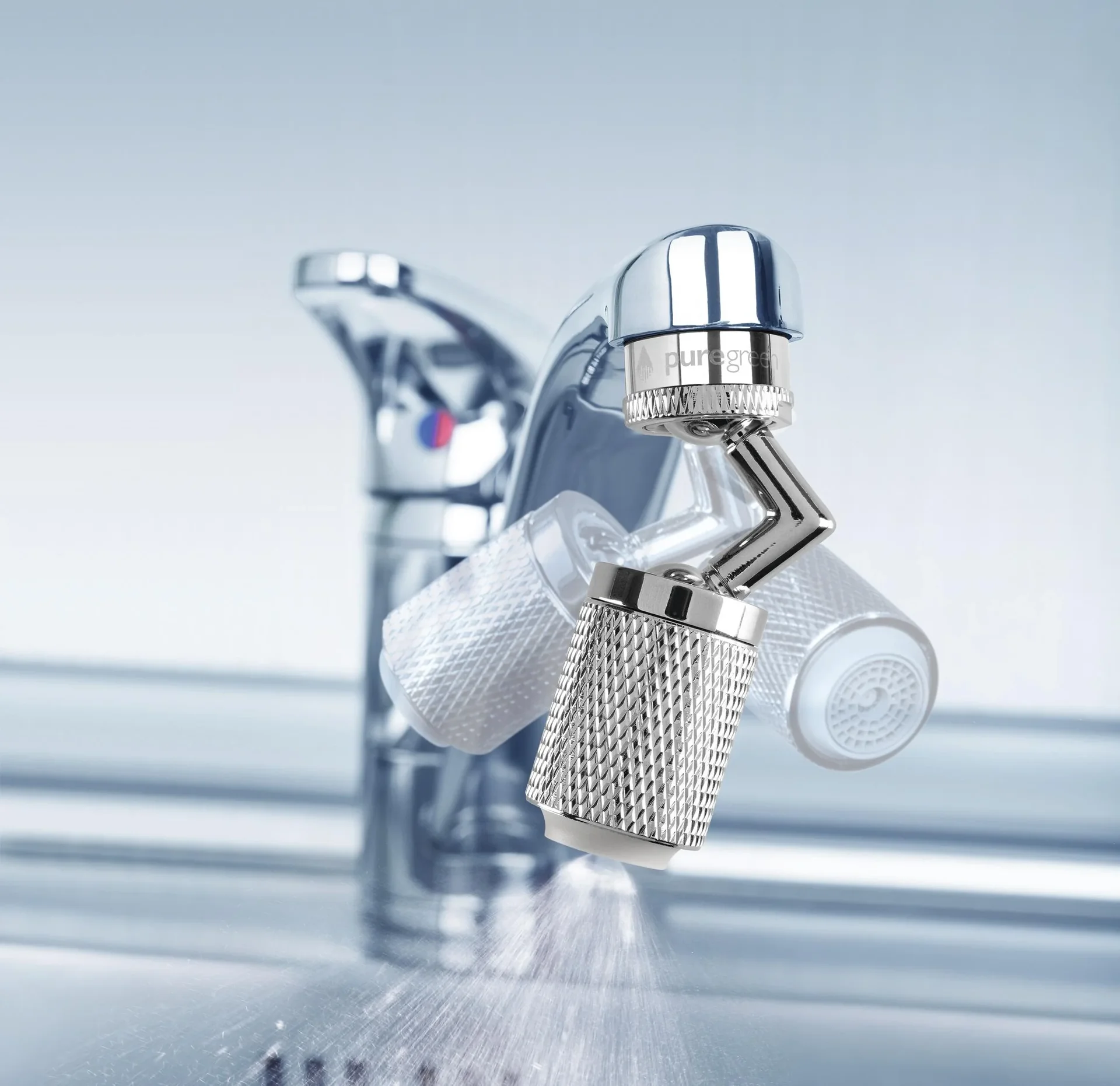 Strahlregler für Wasserarmaturen, Edelstahl mit Gelenk - 1