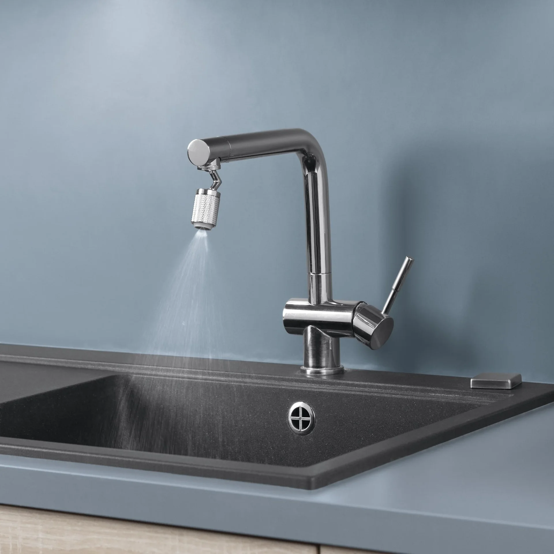 Strahlregler für Wasserarmaturen, Edelstahl mit Gelenk - 3