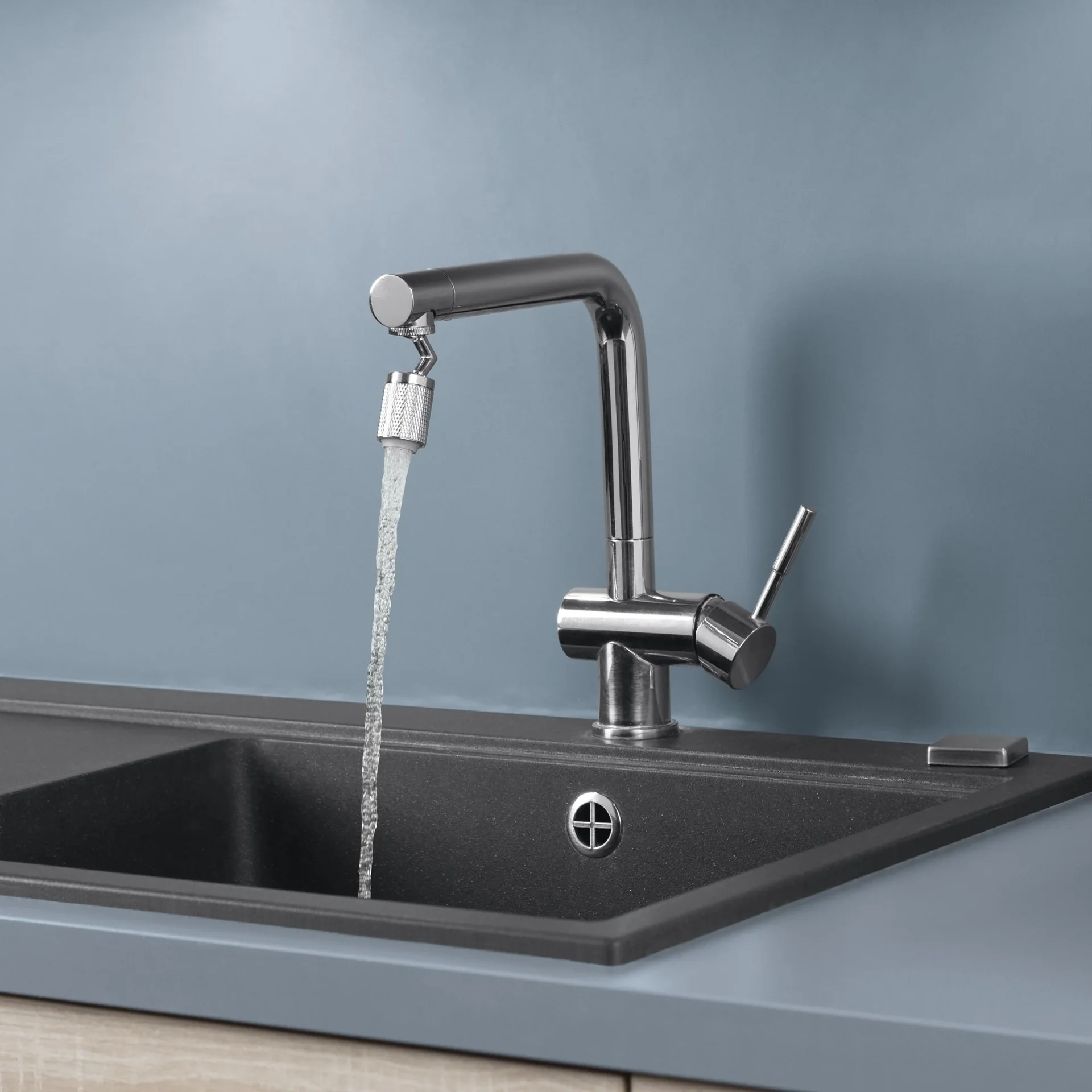 Strahlregler für Wasserarmaturen, Edelstahl mit Gelenk - 6