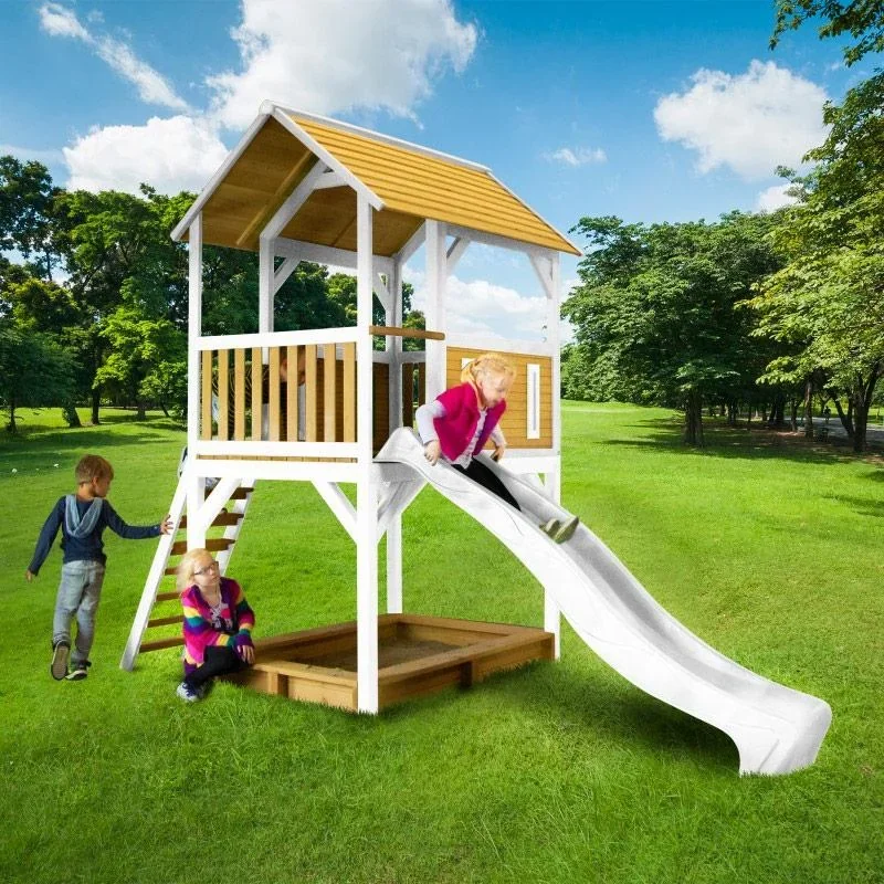 Pumba Spielturm Braun/Weiß - Weiße Rutsche - 0