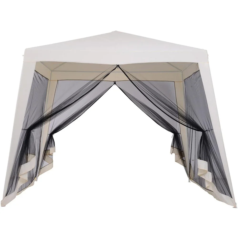 Gartenpavillon Pavillon Festzelt Partyzelt wetterfest Zelt mit Moskitonetz Beige 3 x 3 m - 4