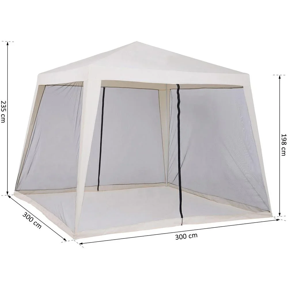 Gartenpavillon Pavillon Festzelt Partyzelt wetterfest Zelt mit Moskitonetz Beige 3 x 3 m - 7