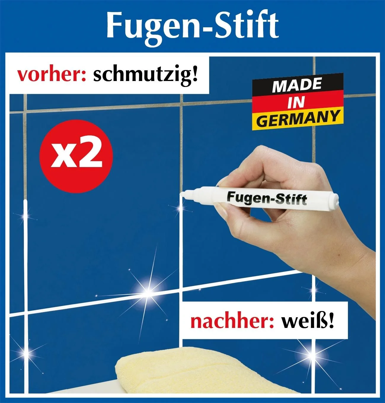 Fugen-Stift, Weiß, 2er Set, je 6 ml - 0