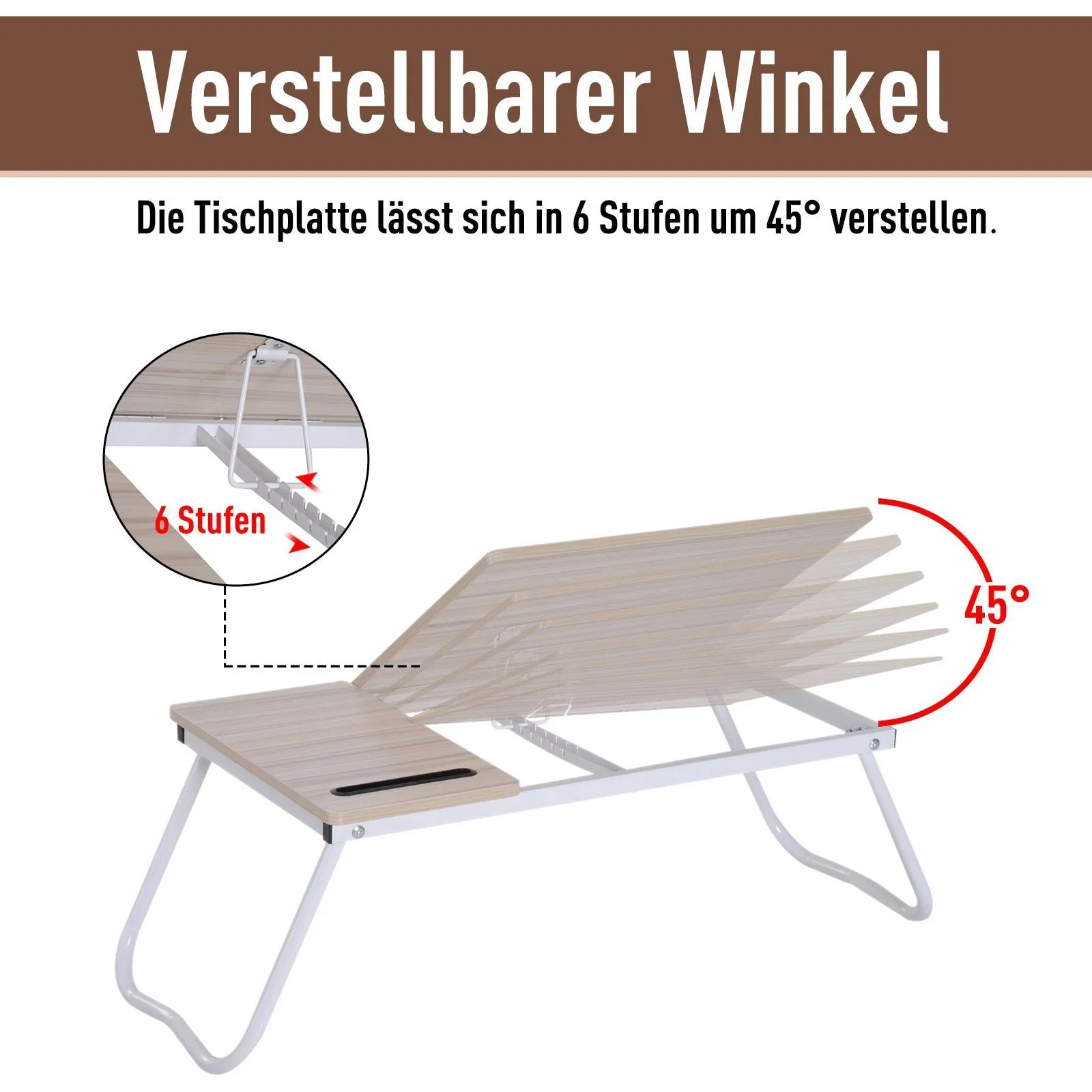 Laptoptisch Betttablett Betttisch Frühstückstisch Serviertablett Lesehalter faltbar verstellbar - 0
