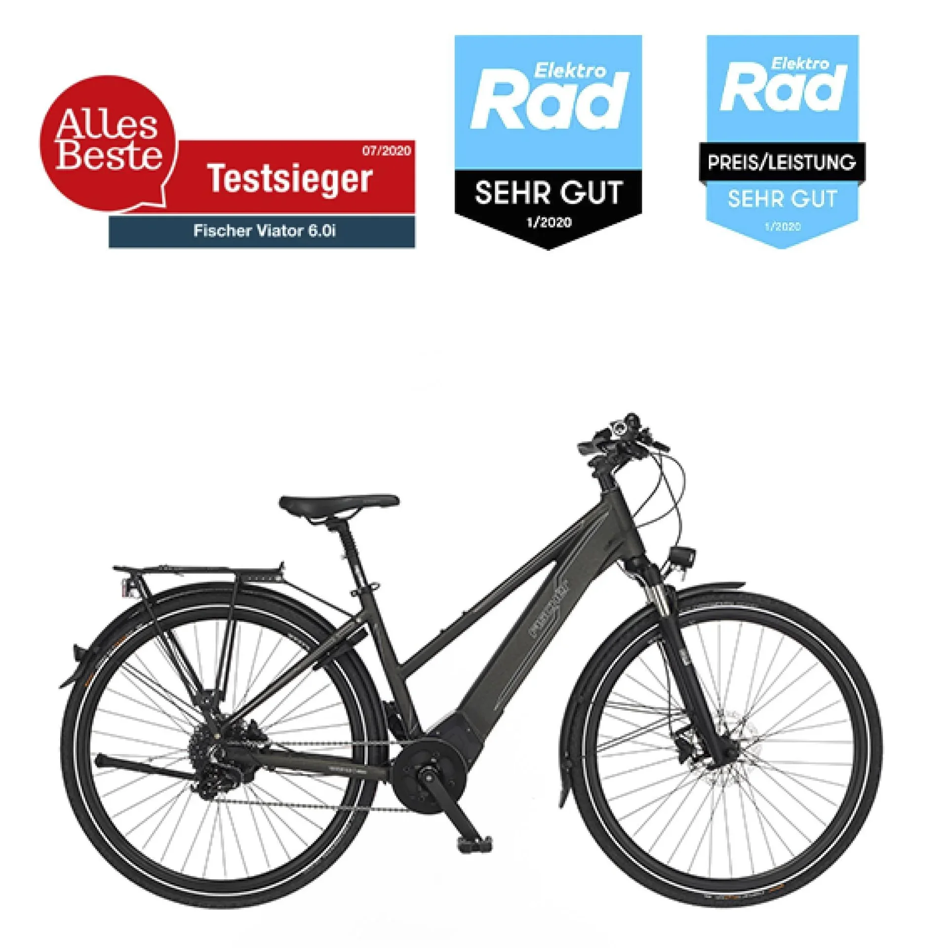 Damen E-Bike Trekking, 28 Zoll, Rahmengröße 44cm, 10-Gang Kettenschaltung, graphit metallic matt, VIATOR 6.0i - 0