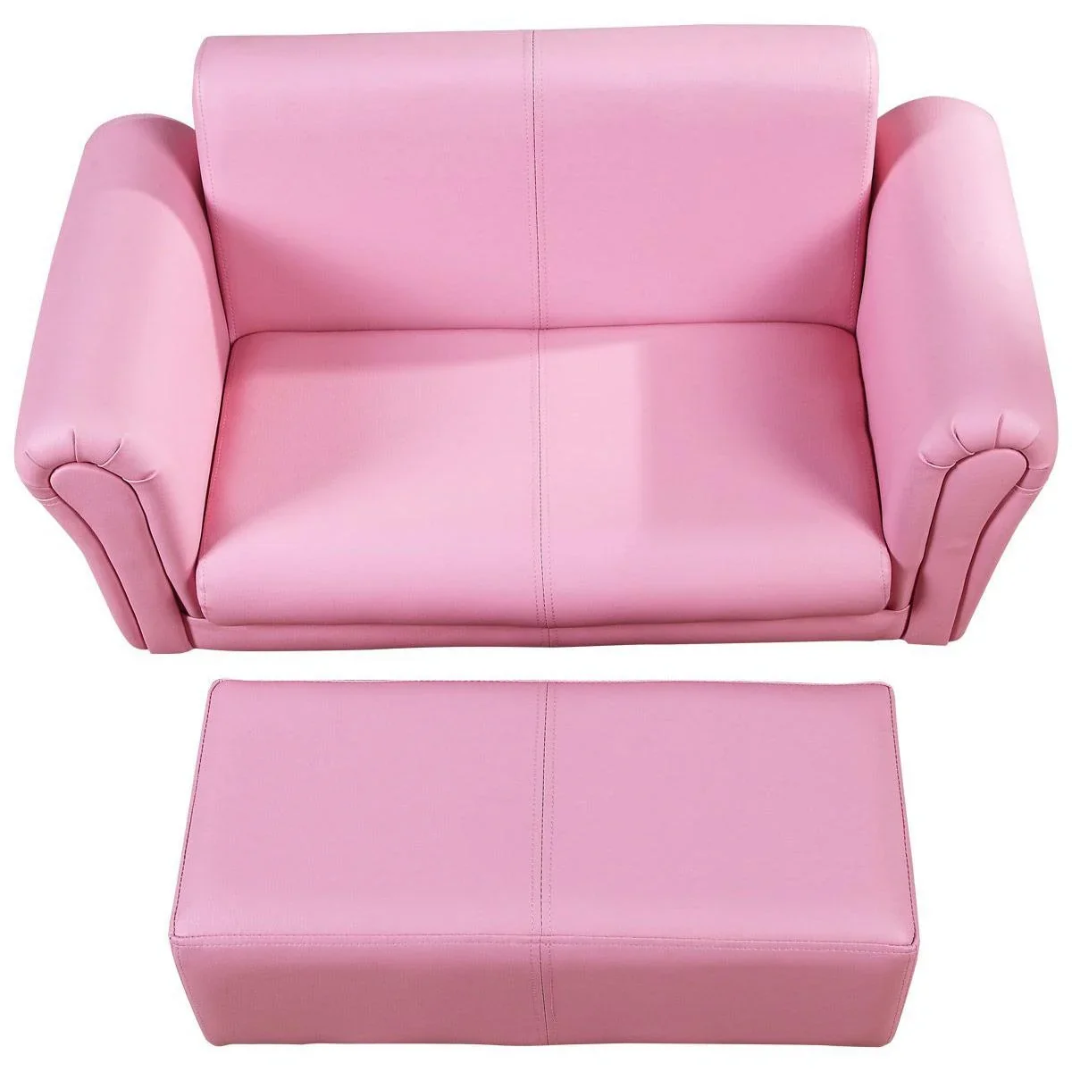 Kindersofa mit Hocker rosa Sessel Kinder Softsofa - 6