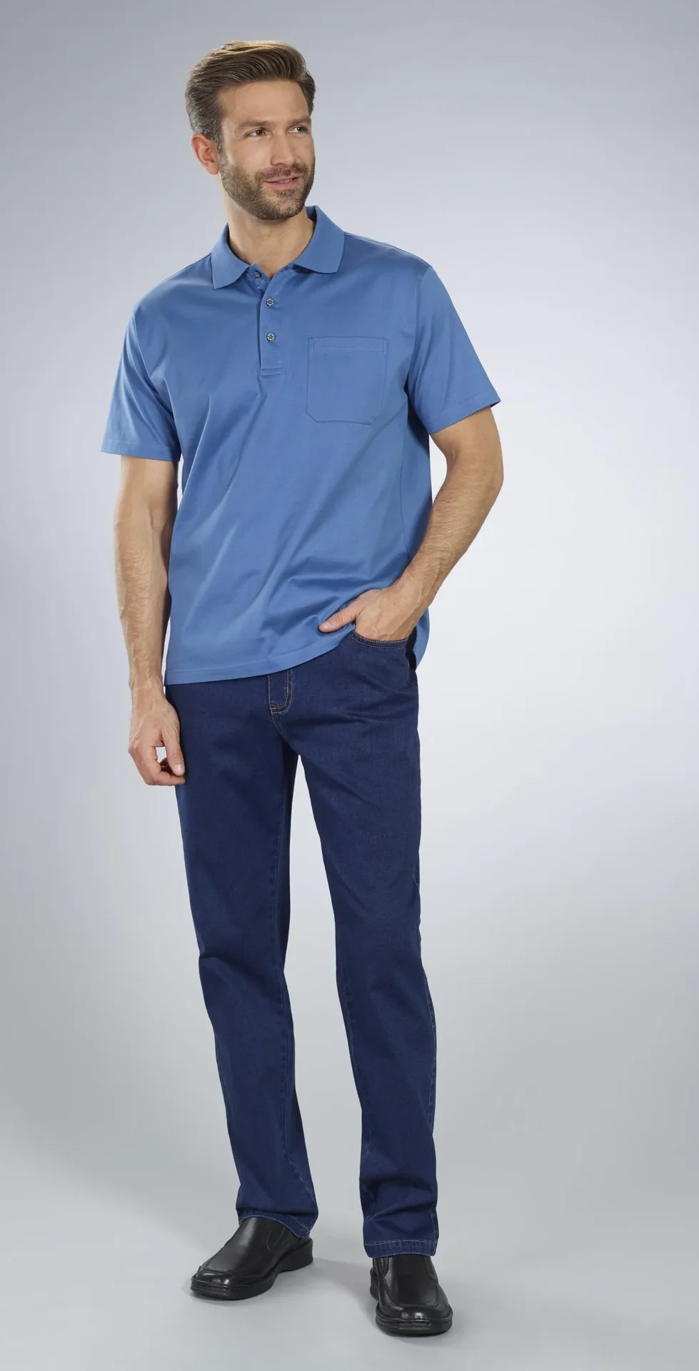 Poloshirt mit Knopfleiste, Farbe kobalt, Gr.M - 5