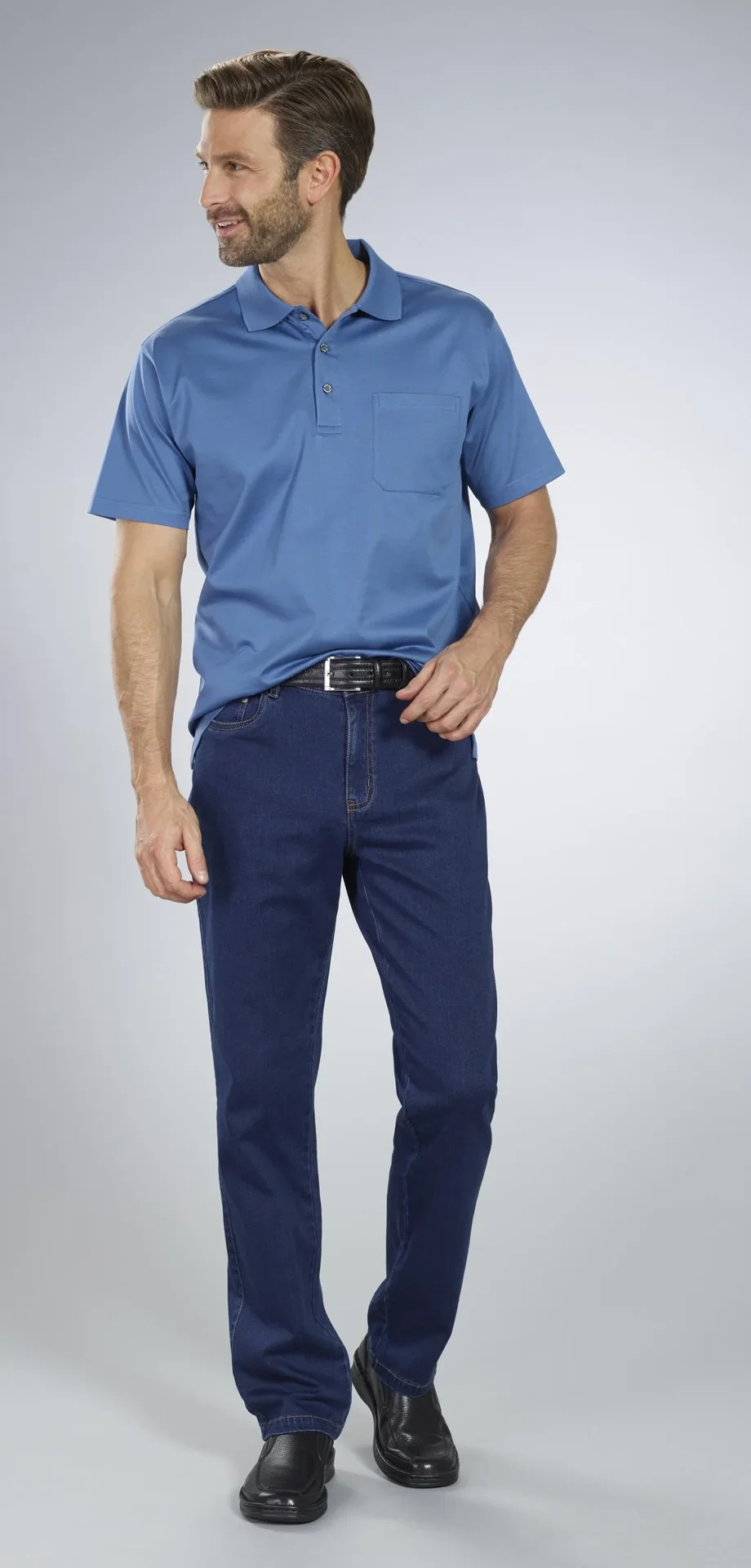 Poloshirt mit Knopfleiste, Farbe kobalt, Gr.M - 7