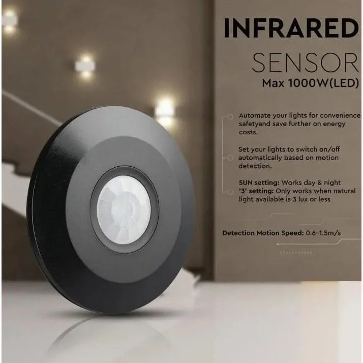 VT-8027 Bewegungsmelder mit Dämmerungsschalter - Decke - schwarz - 2