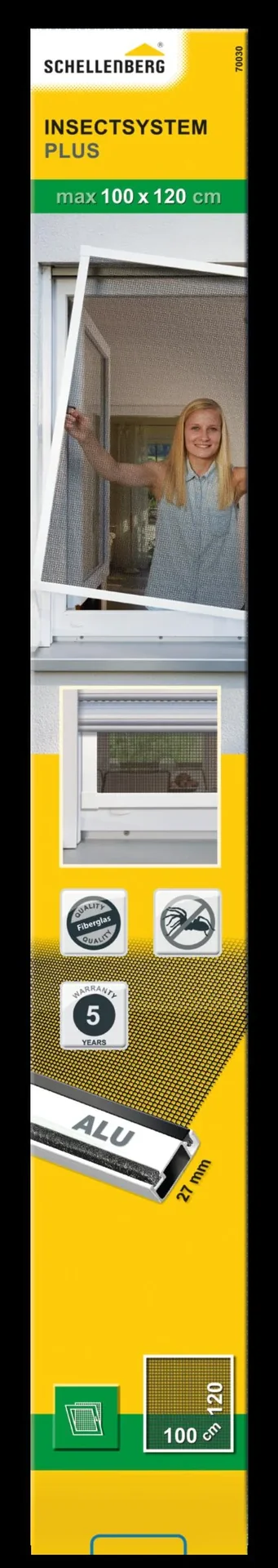 Insektenschutzfenster PLUS mit Alurahmen, Farbe weiß, 100 x 120 cm - 0