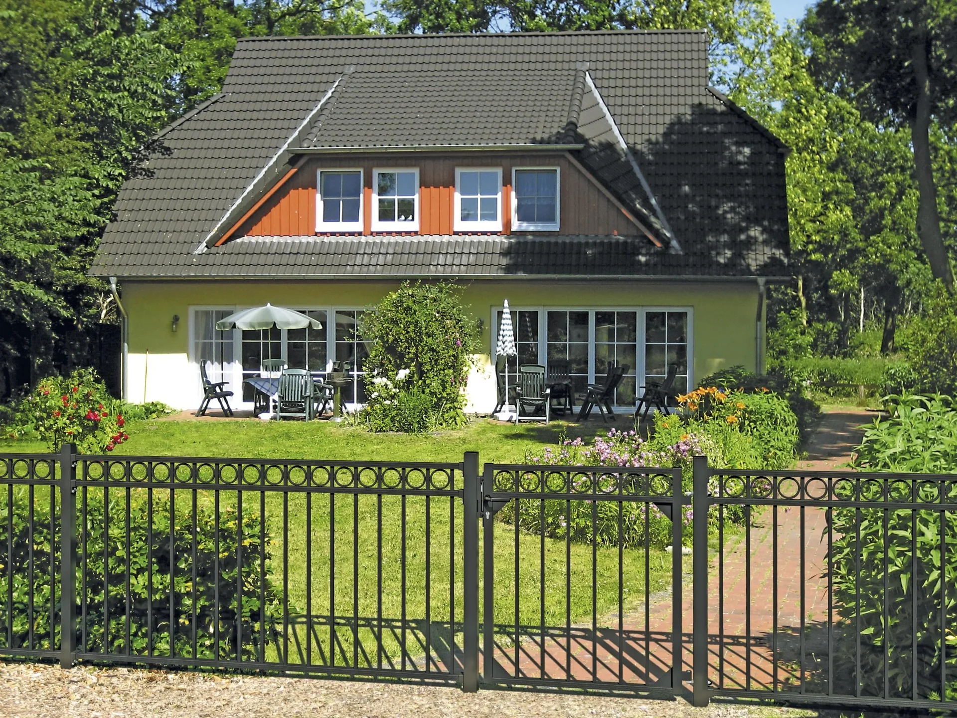 Zaunkomplettset Circle, zum Einbetonieren, anthrazit, Höhe 120 cm, Länge 10 m - 0