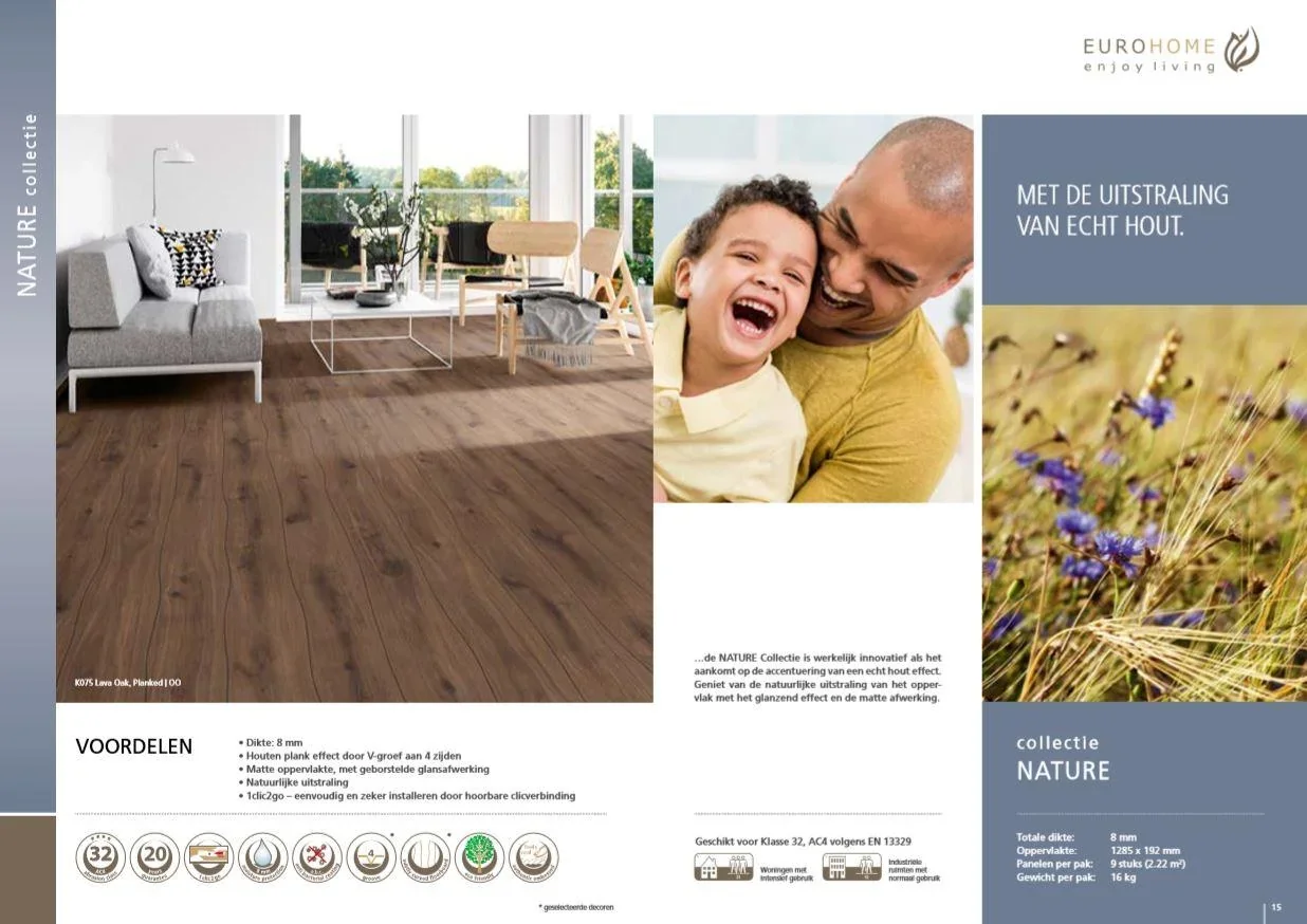 Nature Laminatboden Aspen Oak 8 mm 2,22 m² - 1