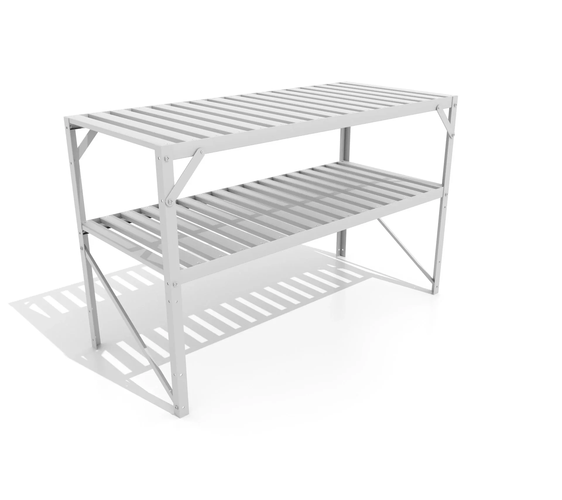 Alutisch, Farbe 2 Ablagen, Farbe 121 x 54 x 76 cm, Farbe alu - 0
