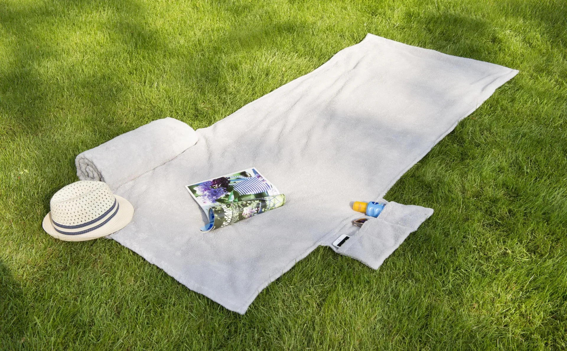 Liegestuhlhandtuch, 200 x 80 cm, hellgrau GRATIS DAZU 2. Handtuch - 8