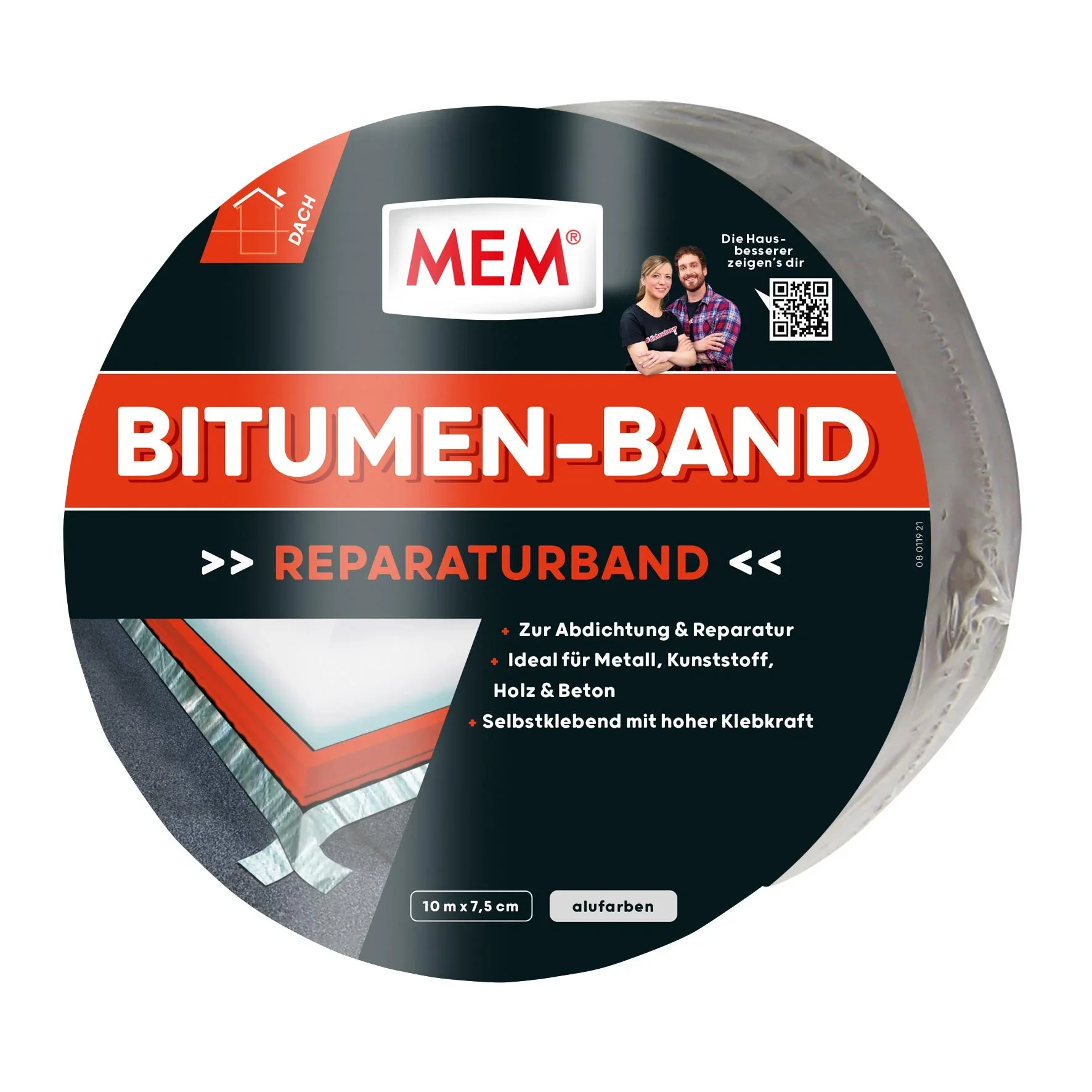 Dach Reparaturband 75 mm x 10 m, Alufarben - 0