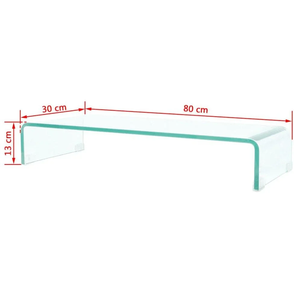 TV-Schrank/Monitorerhöhung transparent 80x30x13 cm Glas - 1