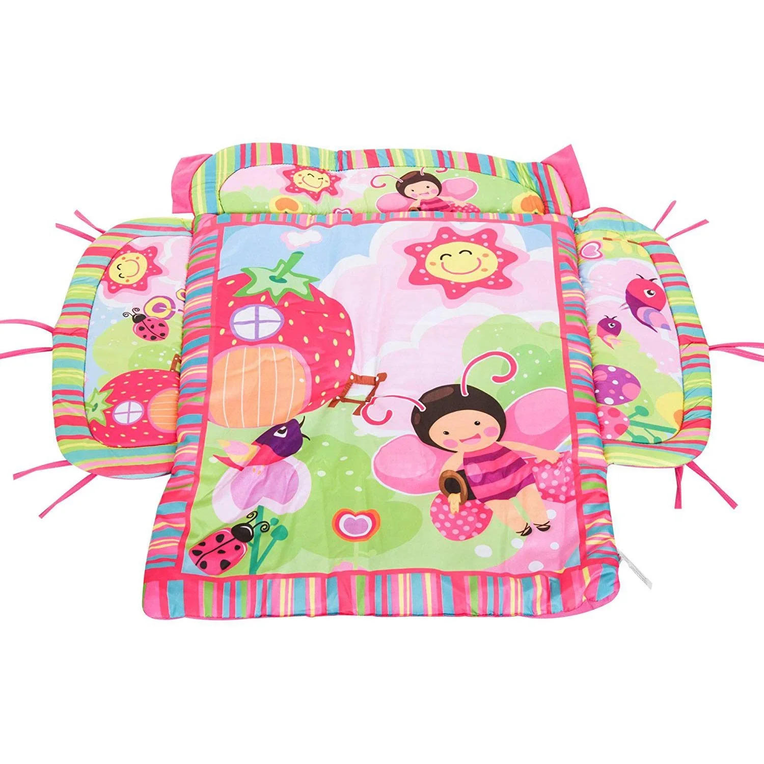 Kinderteppich Tiere Krabbeldecke mit Spielbogen Bunt Käferform - 0