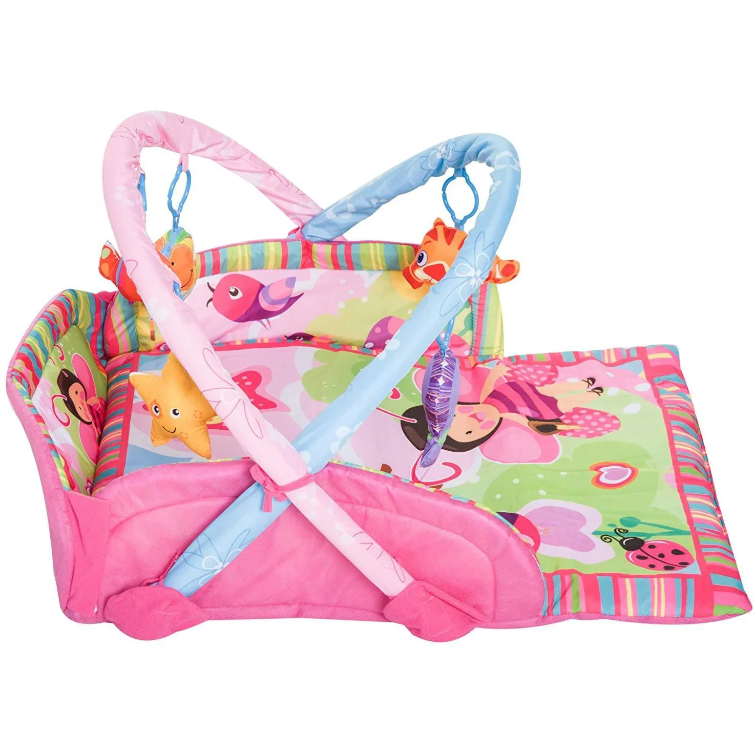 Kinderteppich Tiere Krabbeldecke mit Spielbogen Bunt Käferform - 5