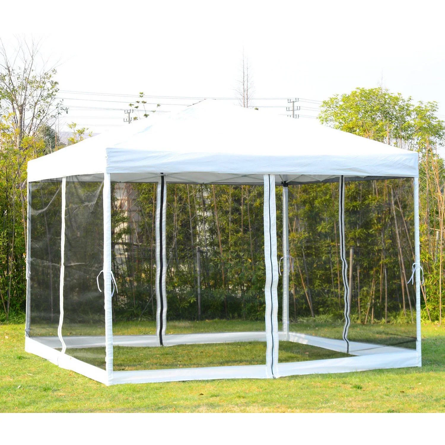 Faltpavillon Faltzelt mit Seitenwänden 3x3m Weiß - 2