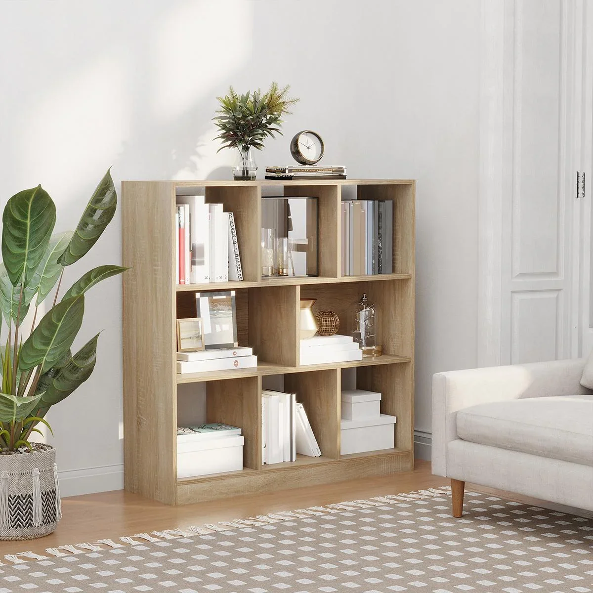 Bücherregal 3-stöckige Aufbewahrungsregal Büroregal Display Regal für Home-Office Wohnzimmer Spanplatte Natur 97,5 x 30 - 0