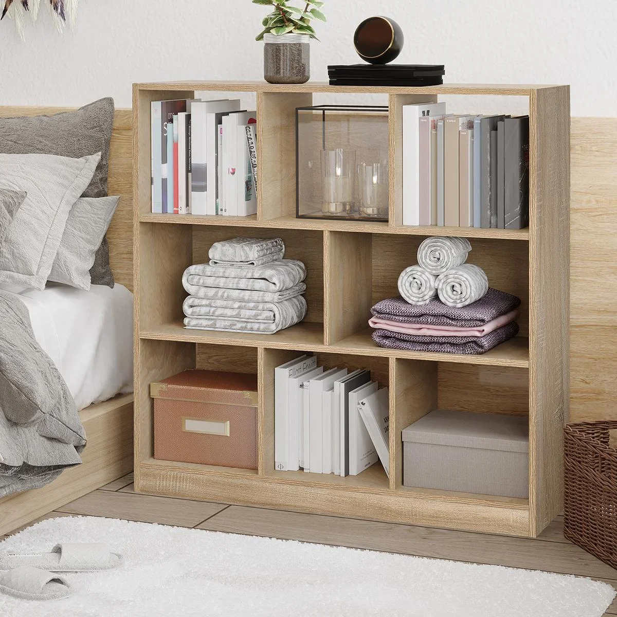 Bücherregal 3-stöckige Aufbewahrungsregal Büroregal Display Regal für Home-Office Wohnzimmer Spanplatte Natur 97,5 x 30 - 2