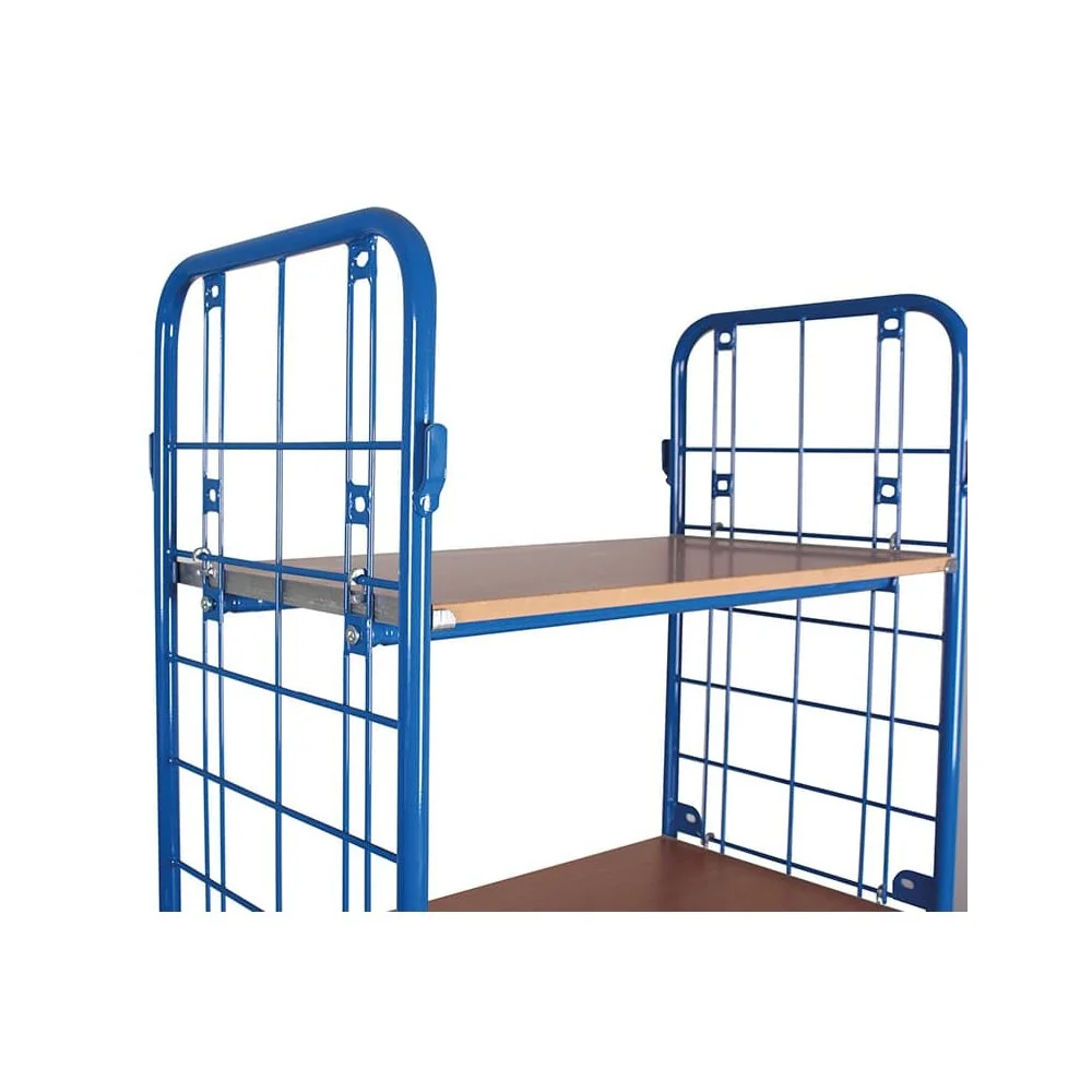Paketwagen hoch mit 2 Gitterwänden + 4 Böden 500 kg Traglast Typ L + EasySTOP-0