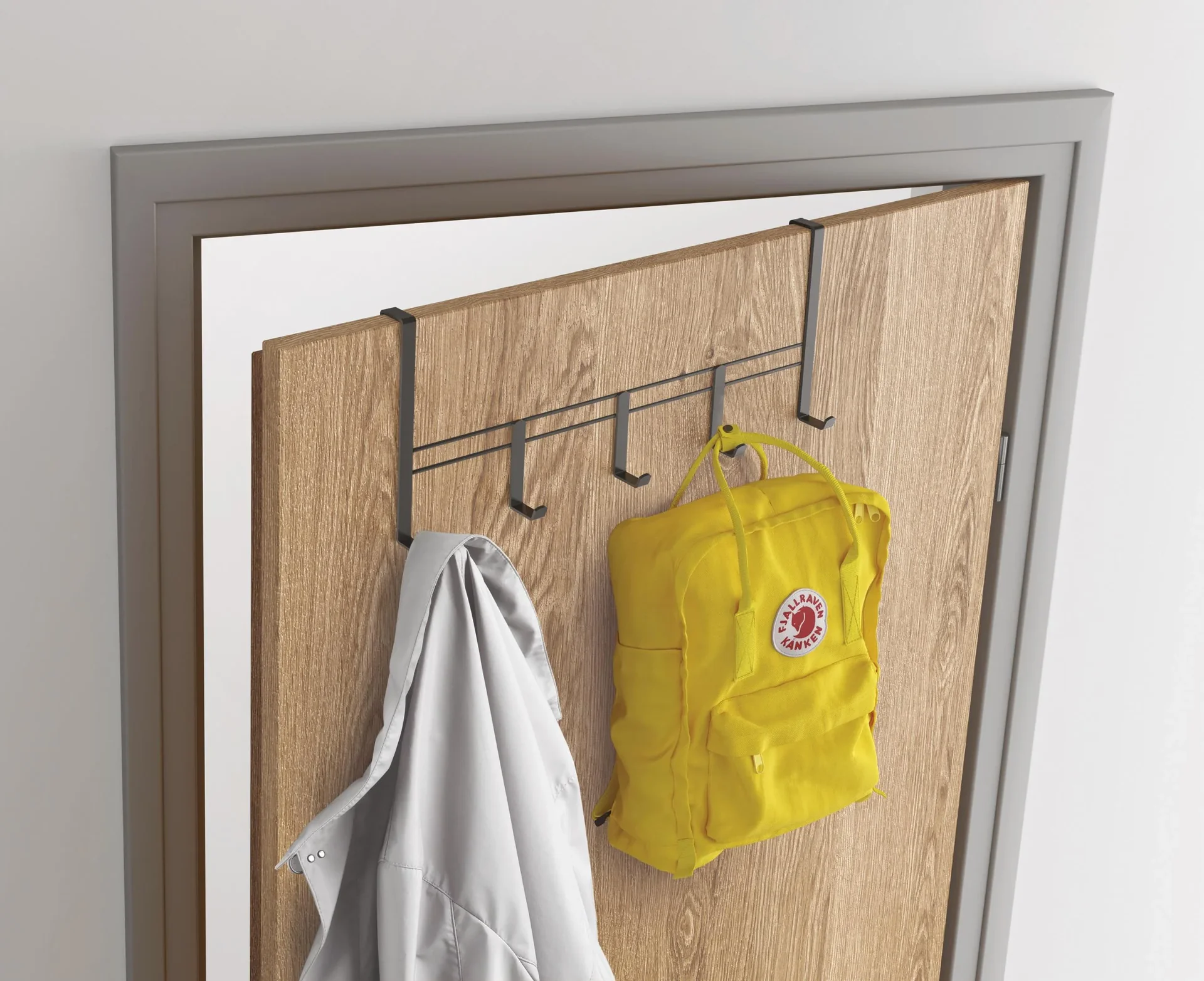 Türhängeleiste "Lava", mit 5 Haken, Schwarz, matt - 0