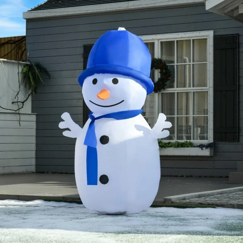 1,8 m aufblasbarer Schneemann mit 2 LED-Drehlichtern Weihnachtsdeko - 0