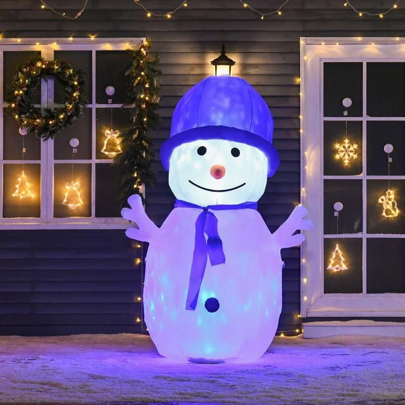 1,8 m aufblasbarer Schneemann mit 2 LED-Drehlichtern Weihnachtsdeko - 1