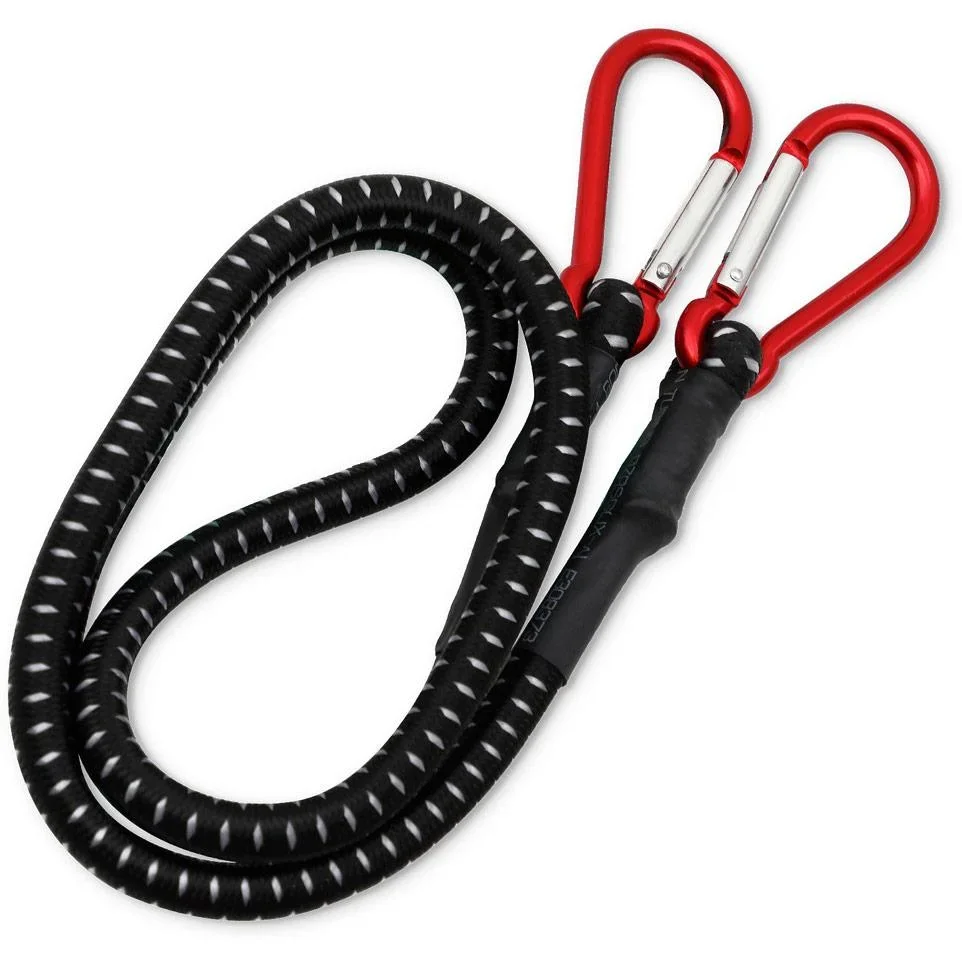 Gummiband mit Karabiner 100cm x 10 mm - Schwarz - 0