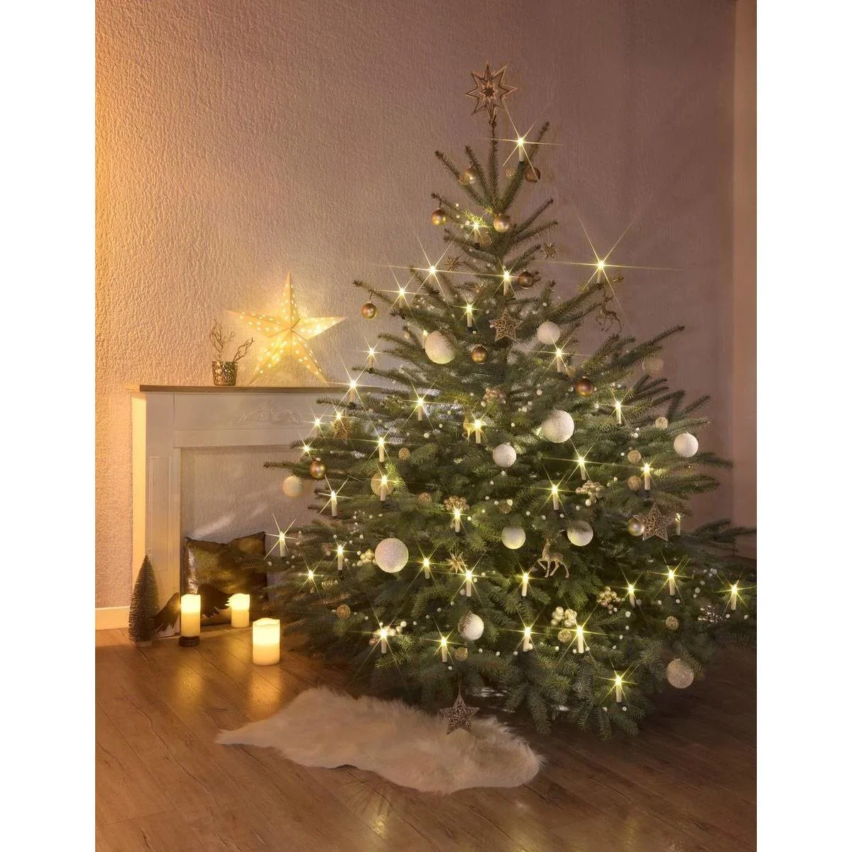 Draadloze LED kerstboom kaarsen kerstverlichting warm wit 20 stuks met boomklemmen - 0