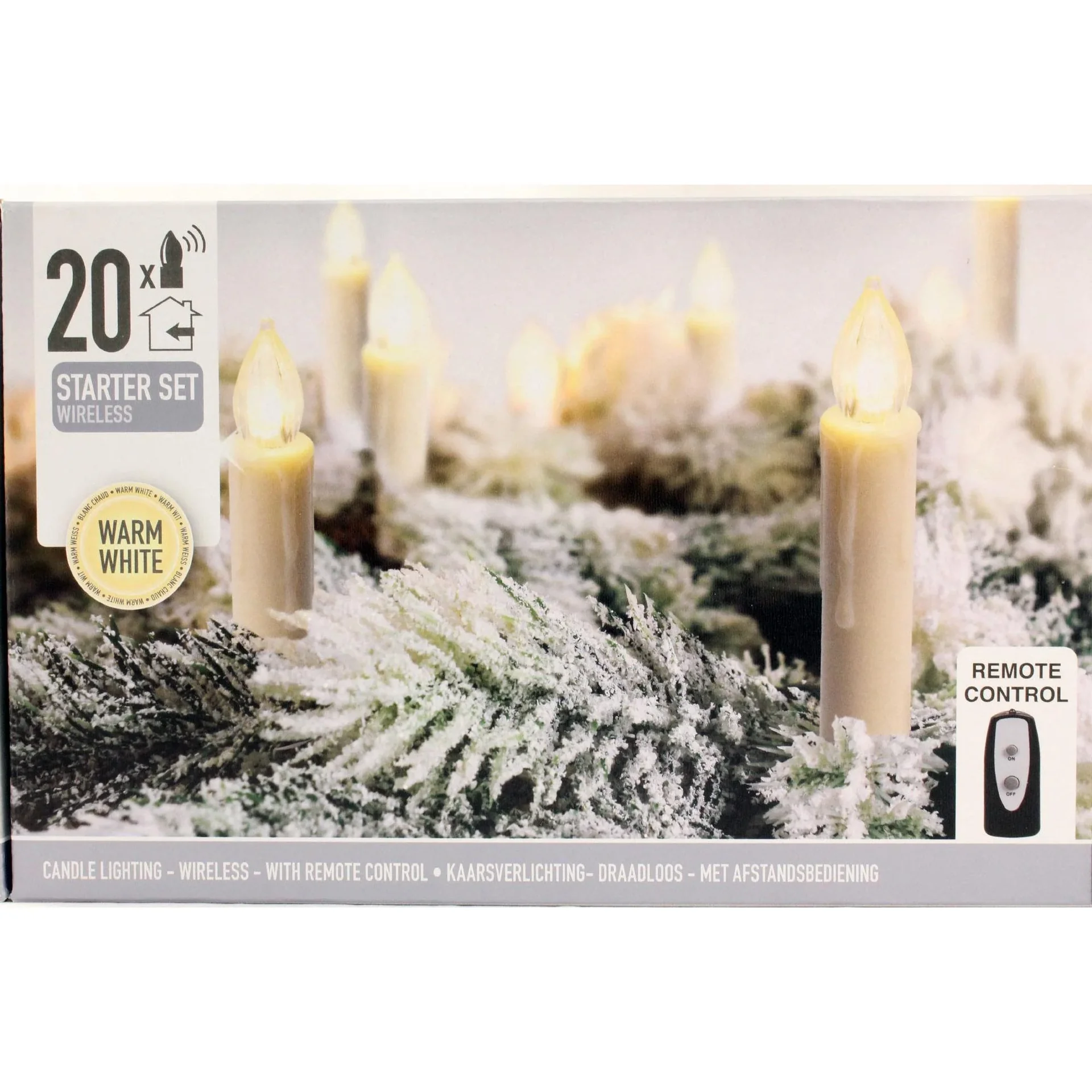 Draadloze LED kerstboom kaarsen kerstverlichting warm wit 20 stuks met boomklemmen - 1