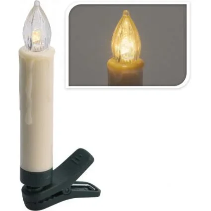 Draadloze LED kerstboom kaarsen kerstverlichting warm wit 20 stuks met boomklemmen - 2