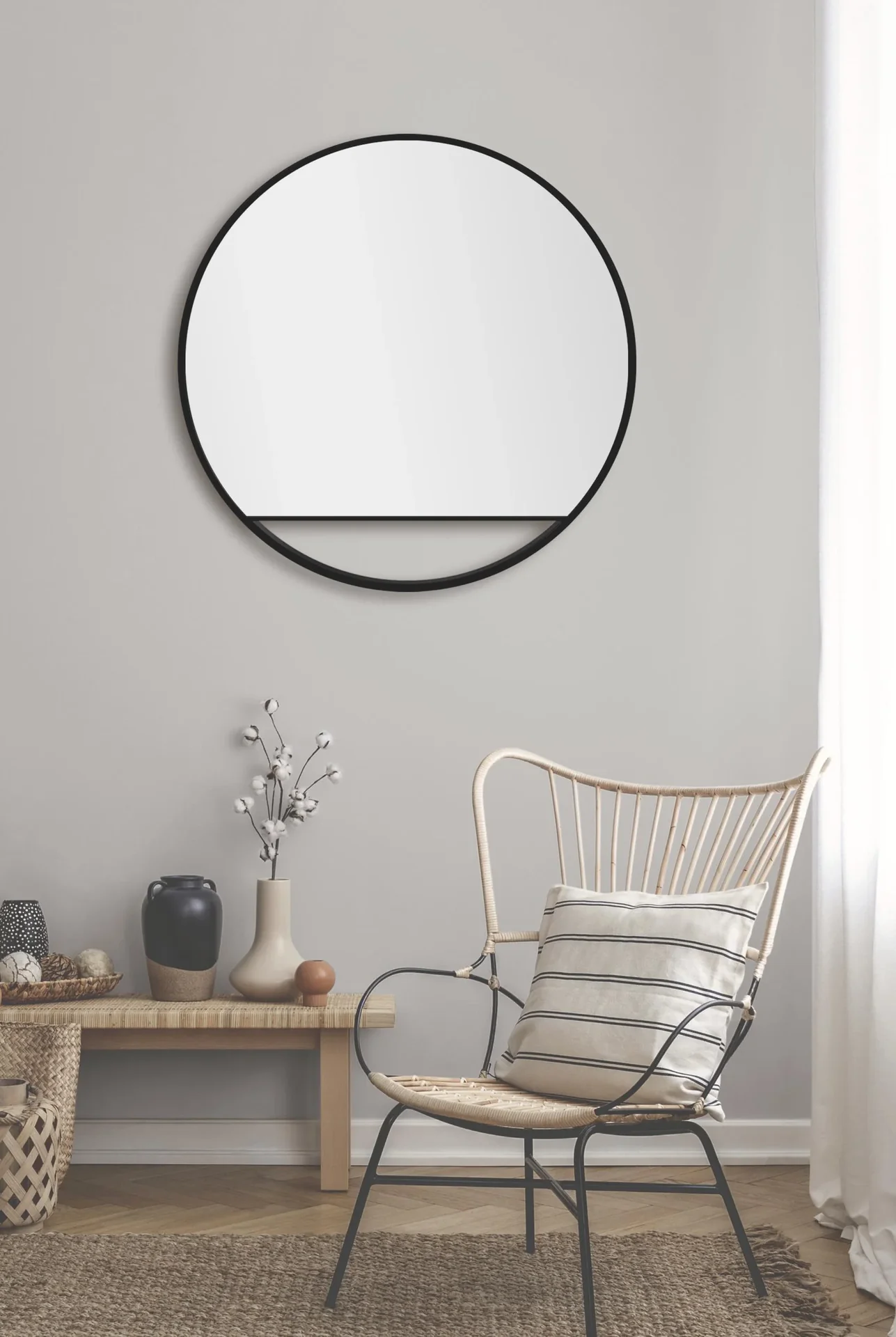 Dekorativer Wandspiegel "Black Hole" - matt Ø 80 cm - hochwertiger robuster Aluminiumrahmen schwarz matt - 2