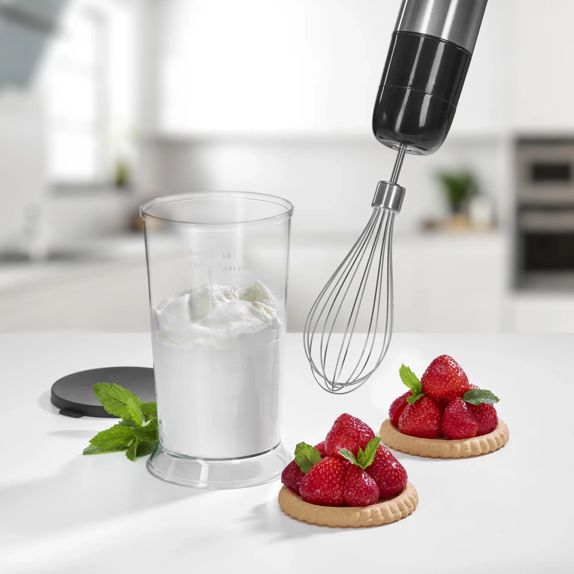 Power Stabmixer-Set 1500 Watt Edelstahl, inklusive Rührbecher & Rührbesen - 1