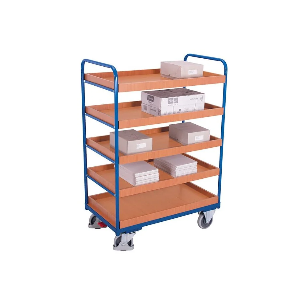 Etagenwagen hoch 5 Tabletts 250 kg Traglast Typ L + EasySTOP-0