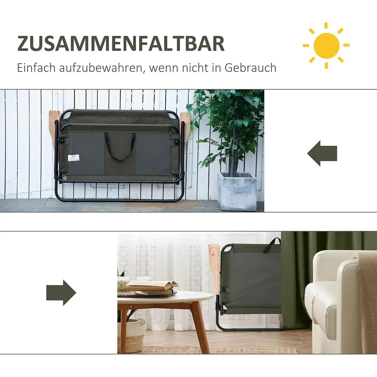 Campingstuhl 2-Sitzer klappbar tragbar Gartenstuhl Regiestuhl Klappstuhl mit Getränkehalter für Outdoor Picknick Wandern - 3