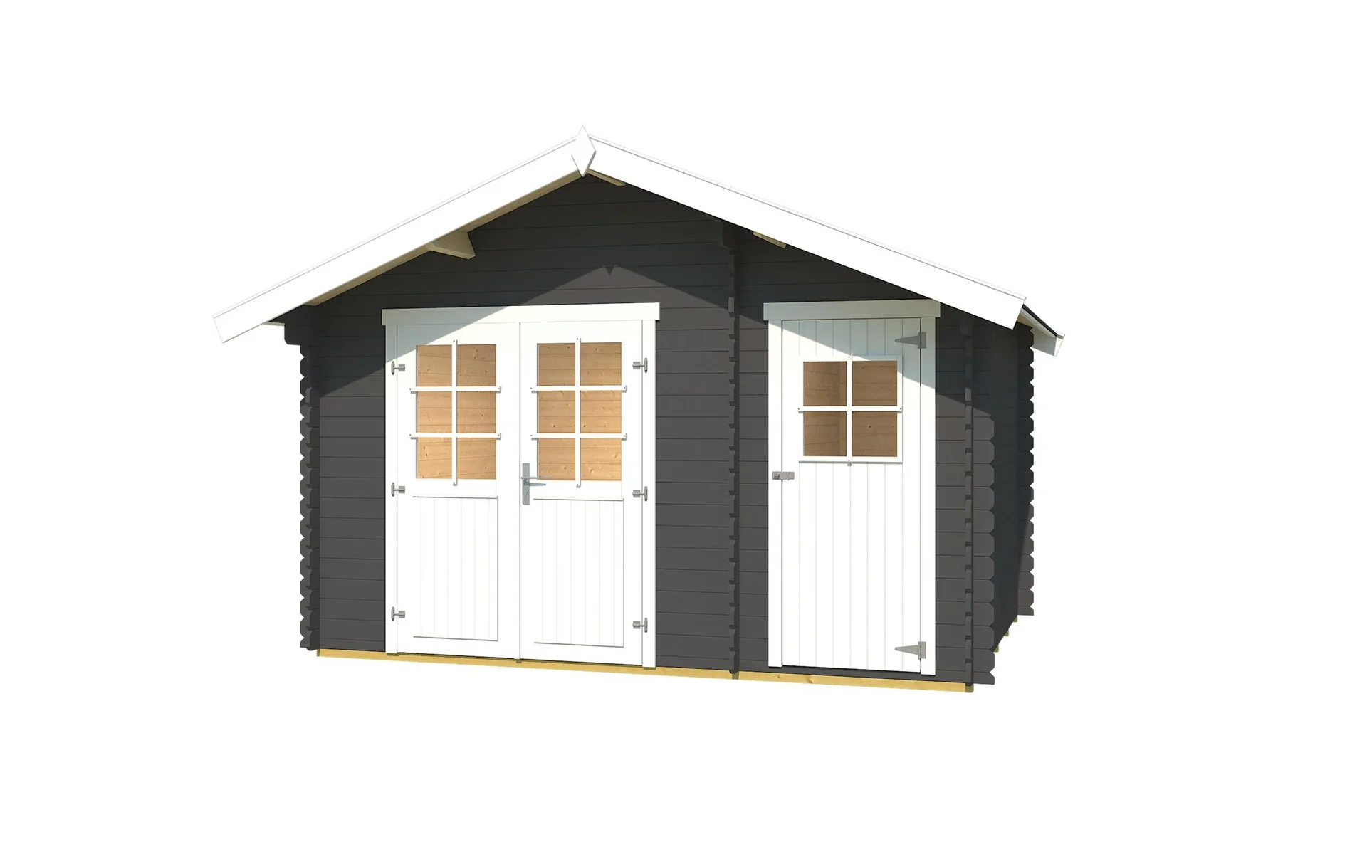 Gartenhaus 253 Gr.2, 420 x 310 x 270 cm graphitgrau 28 mm, Doppeltür, mit 2. Raum Einzeltür - 0