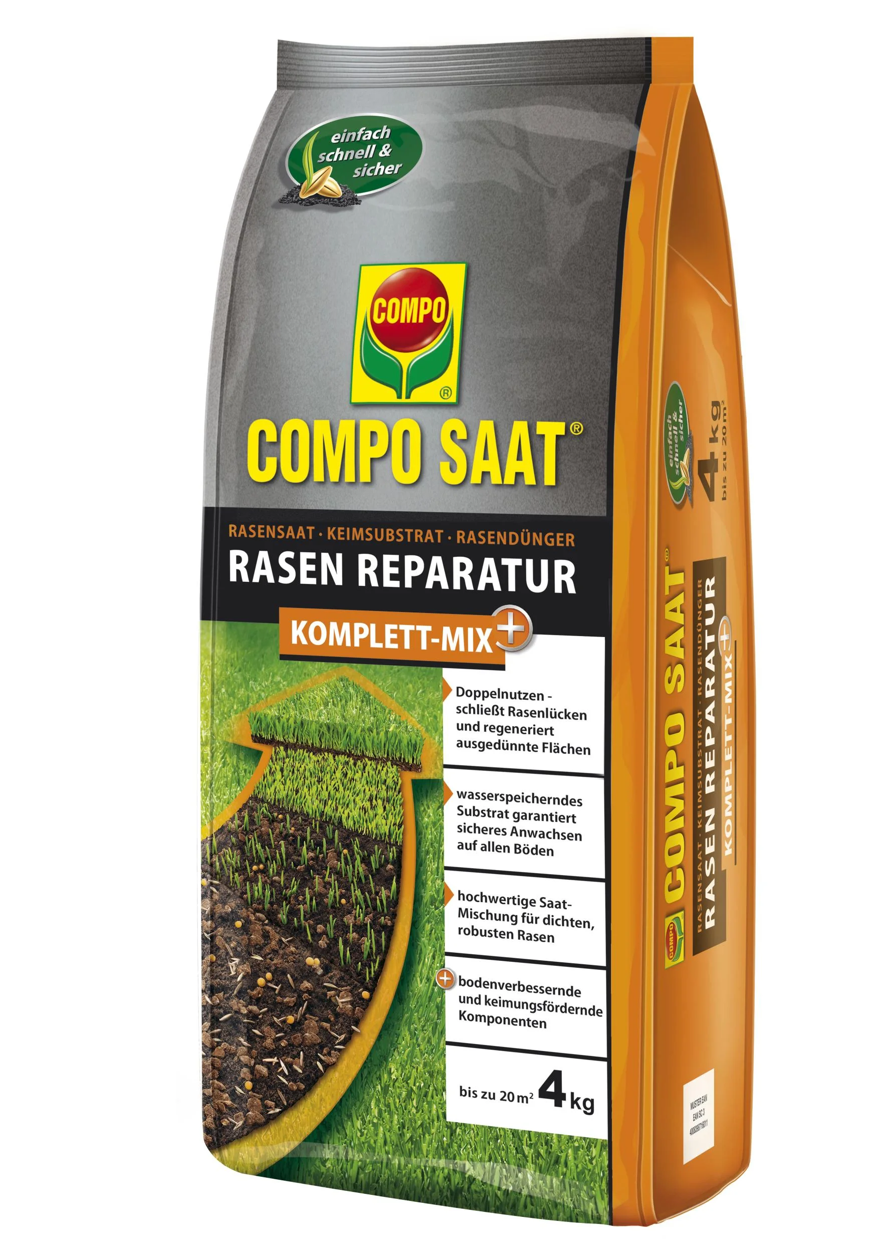 Rasensaat Reparatur "Komplett Mix", 4 kg für bis zu 20 m² - 0