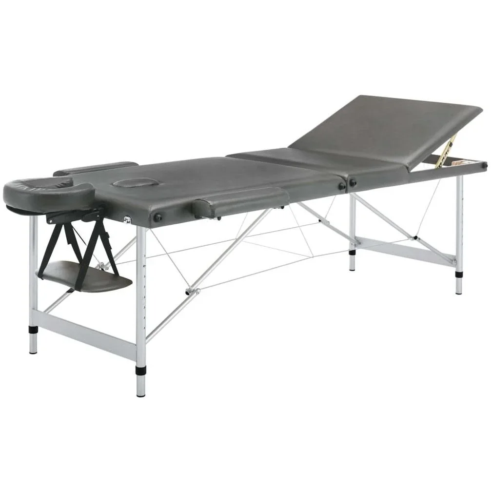 Massageliege 3 Zonen 186x68 cm Aluminiumrahmen anthrazit - 0