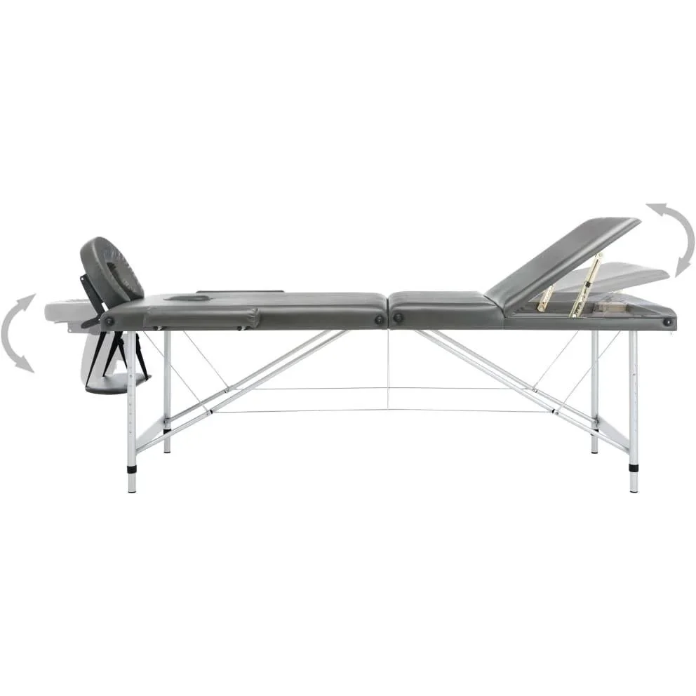 Massageliege 3 Zonen 186x68 cm Aluminiumrahmen anthrazit - 1