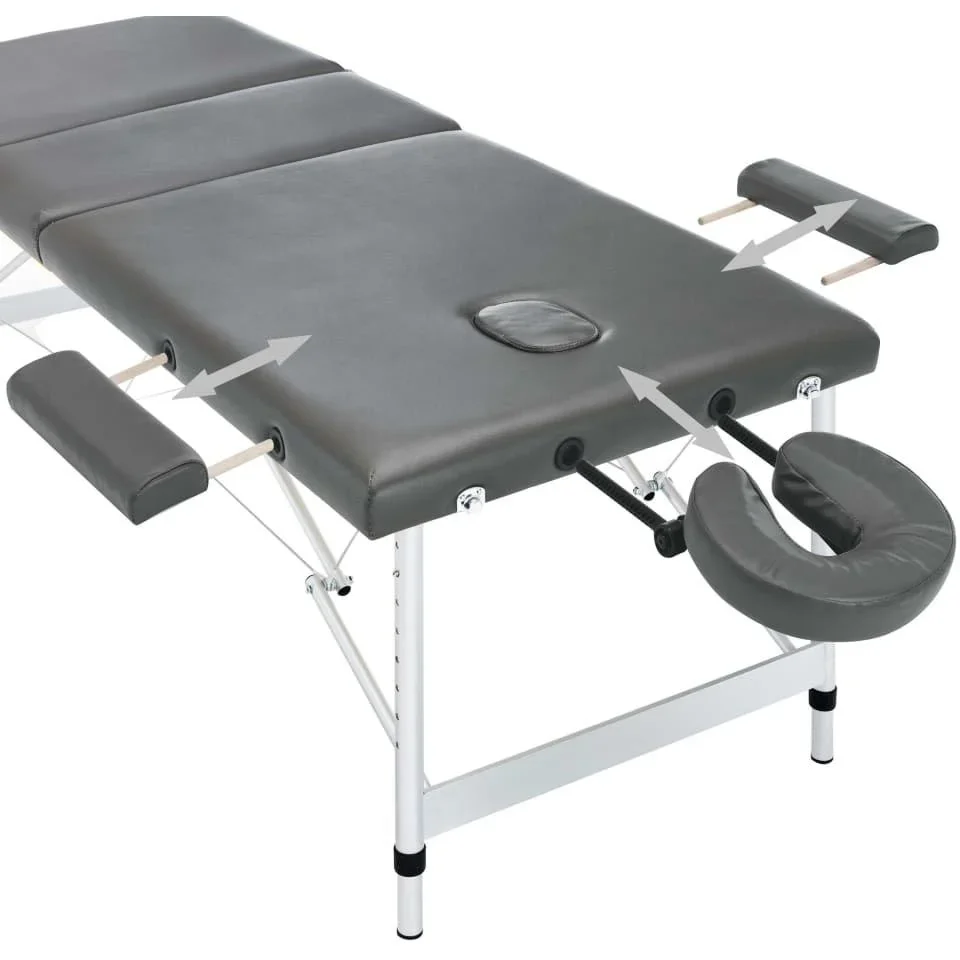 Massageliege 3 Zonen 186x68 cm Aluminiumrahmen anthrazit - 2