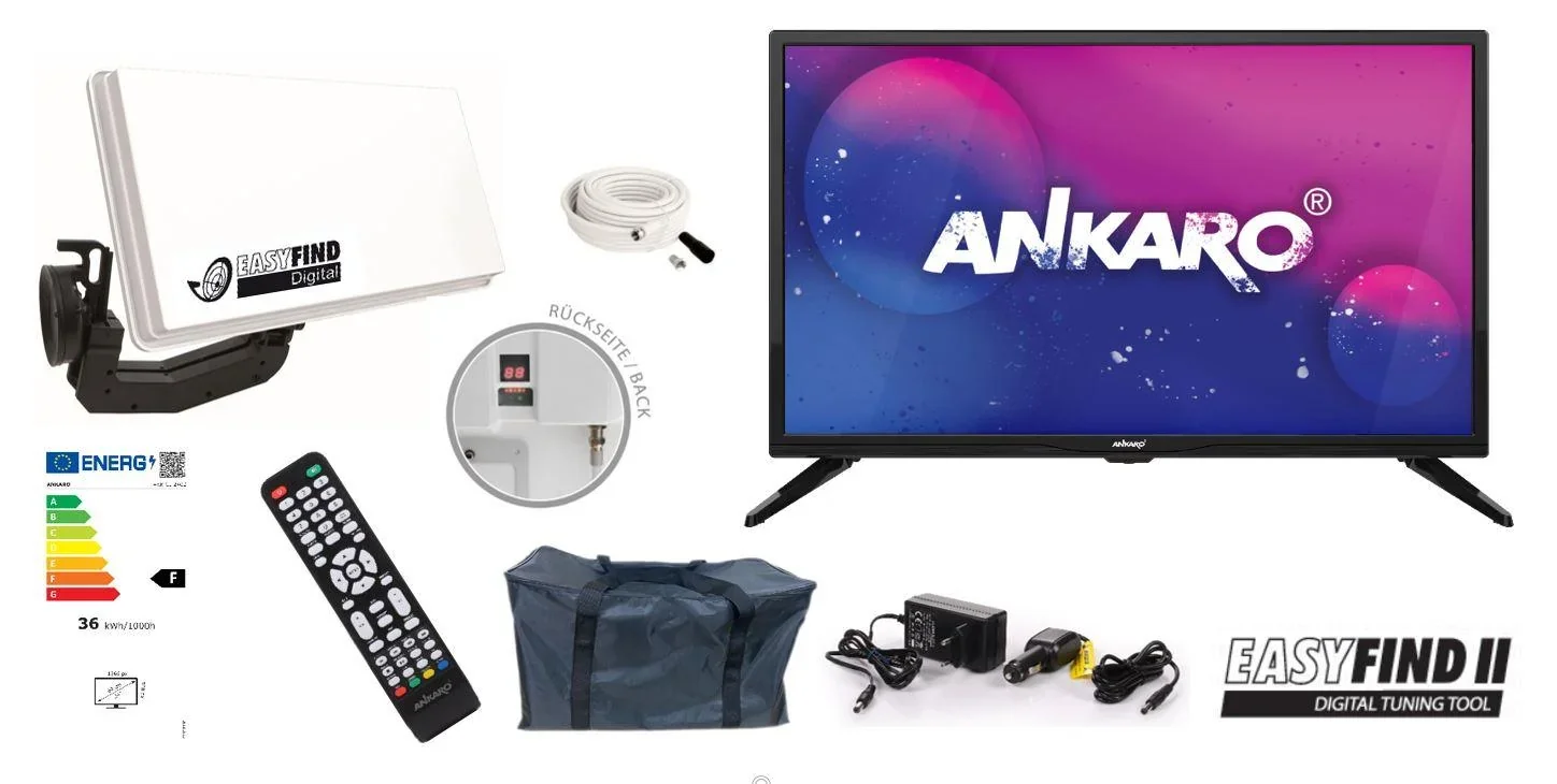 Traveller Kit II TV Camping Set inkl. 24 Zoll LED-TV, SAT Flachantenne - 6