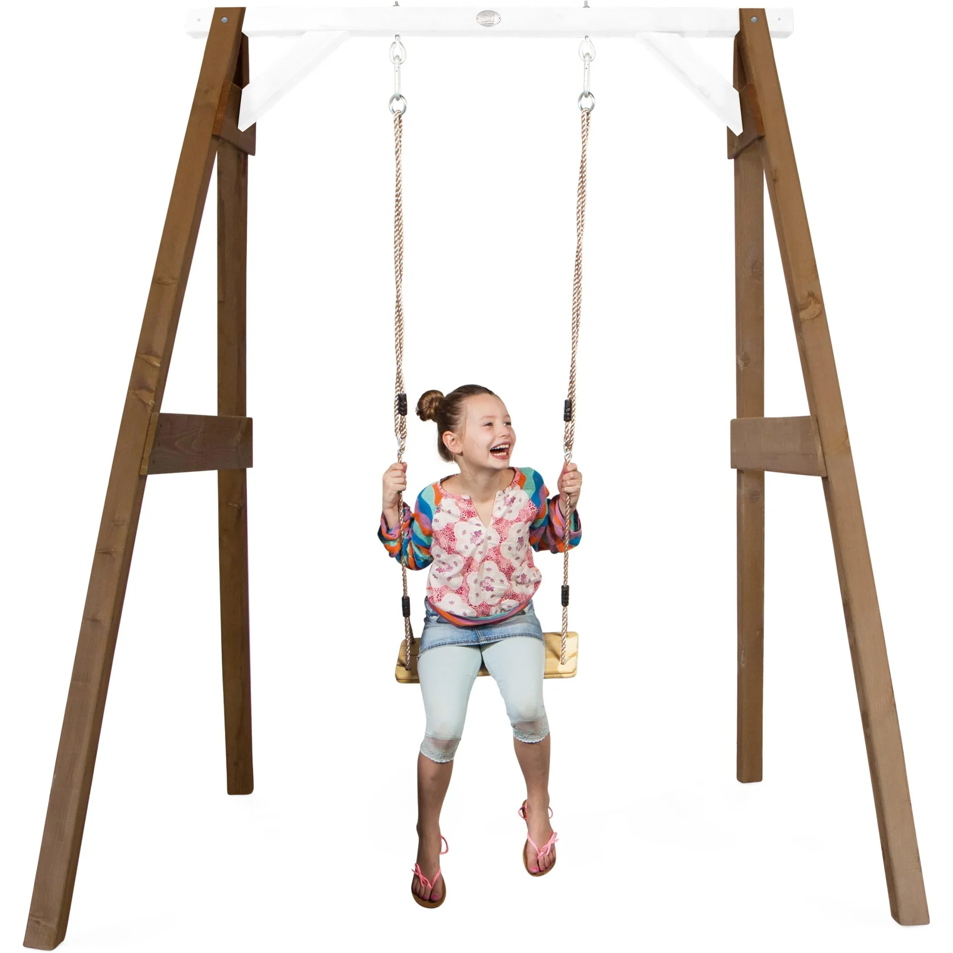 Einzelschaukel Braun/Weiß - 0