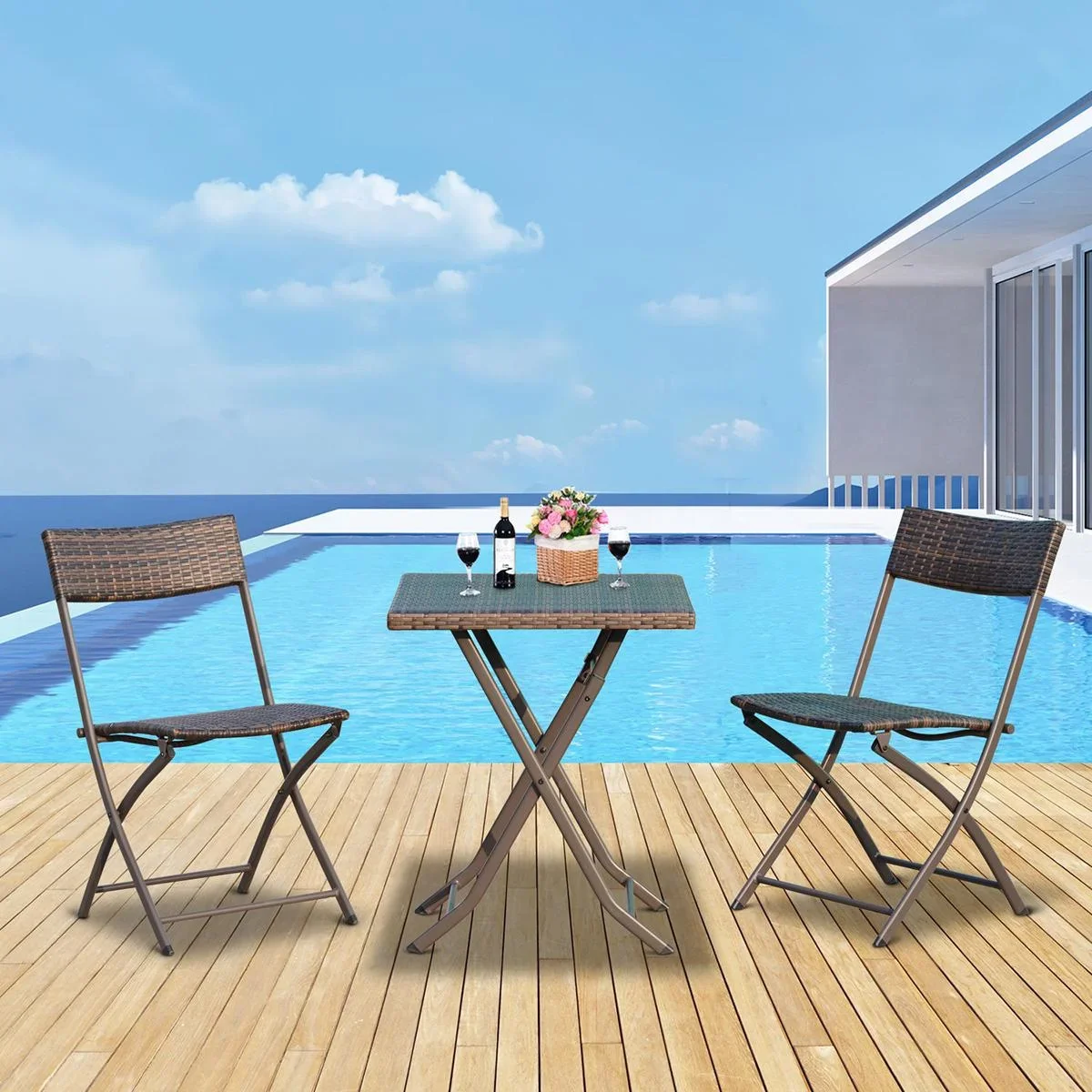 Balkonmöbel als 3-teiliges Set kaffeebraun - 1